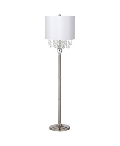 Торшер 360 Lighting Crystals Traditional Luxury 60 1/2" Tall Standing Floor Lamp Metal Satin Steel Finish Office Drum