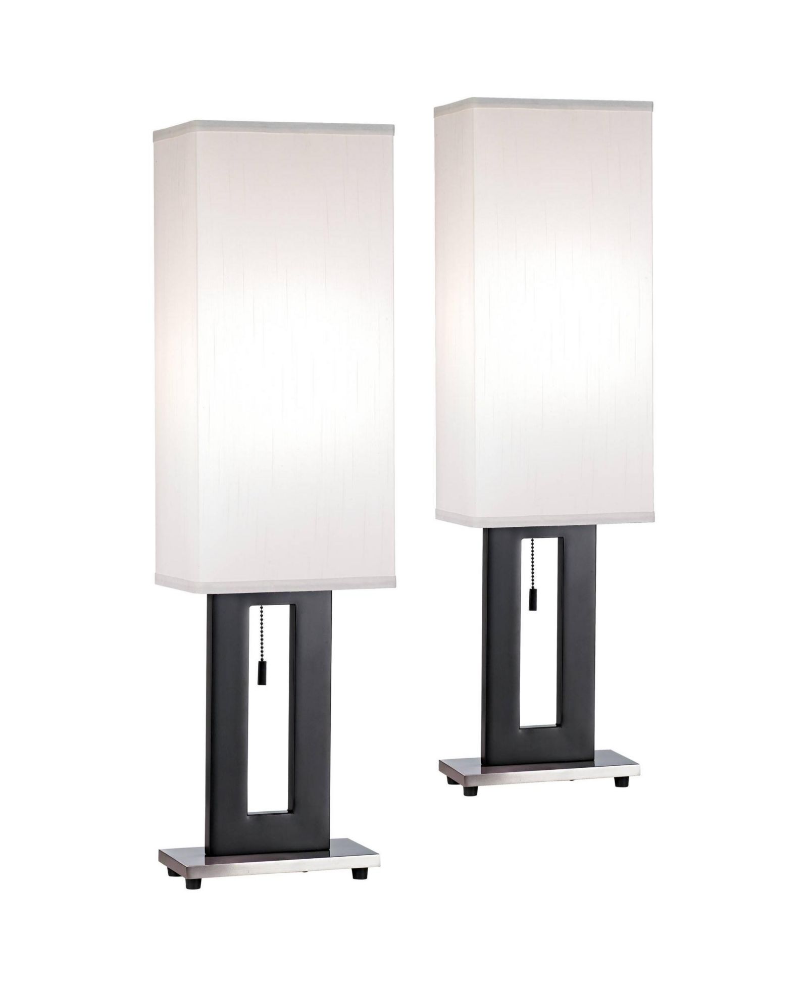 360 Lighting Floating Rectangle Modern Table Lamps 30" Tall Set of 2 Metal Open Frame Fabric Box Shade for Bedroom Living Room Bedside