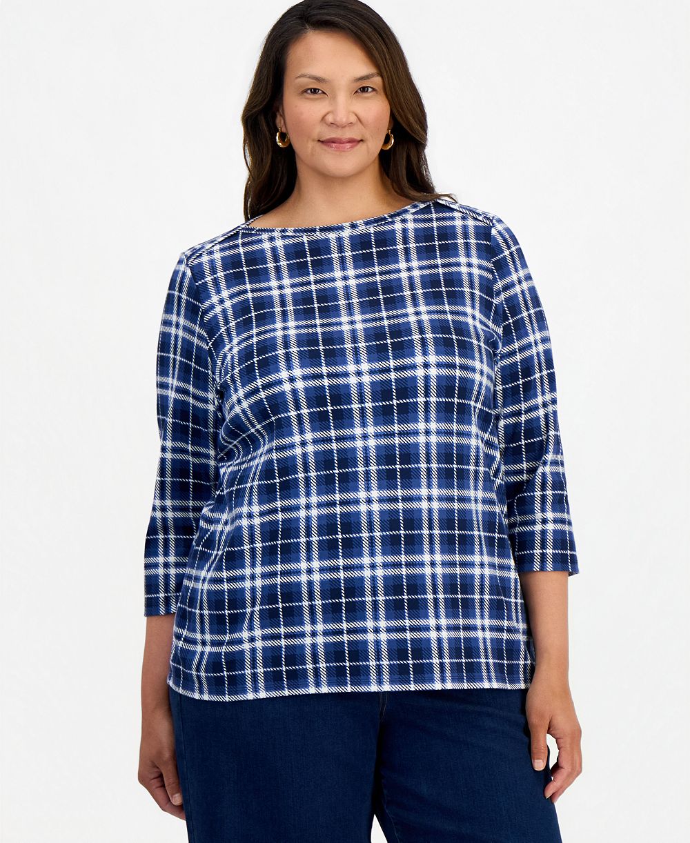 Женский топ Style & Co Plus Size с принтом и вырезом лодочкой