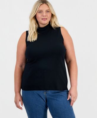 Style & Co Plus Mock Neck Cotton Tank, Macy's Exclusive