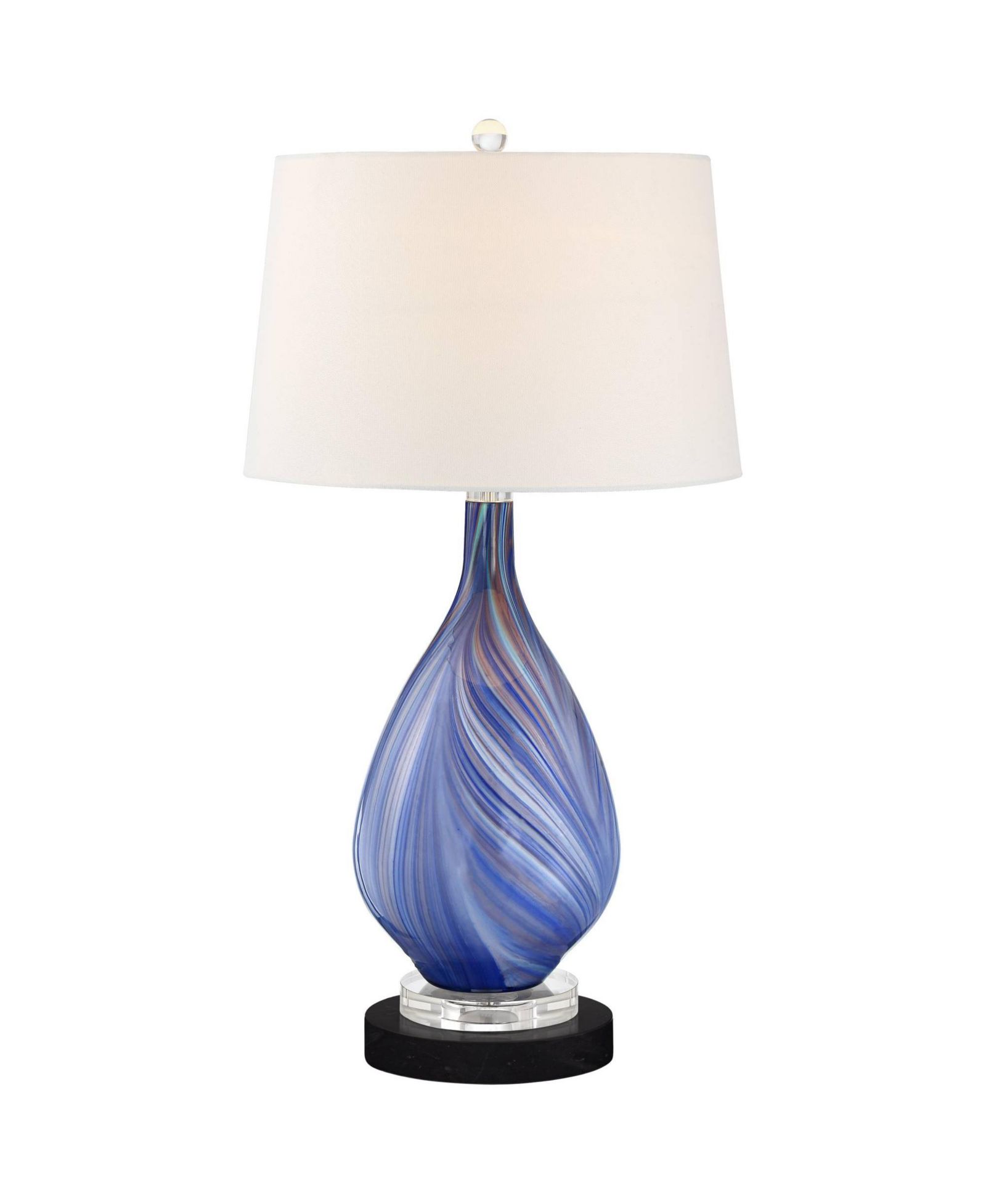 Possini Euro Design Taylor Modern Table Lamp with Round  Marble Riser 29" Tall  Art Glass Shade for Bedroom Living Room Bedside Office
