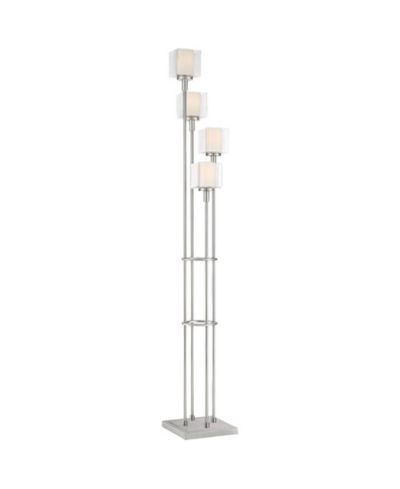 Торшер Possini Euro Design Athena Modern 72" Tall Tree Floor Lamp с умной розеткой, матовый никель, 4 лампы, прозрачное опаловое стекло