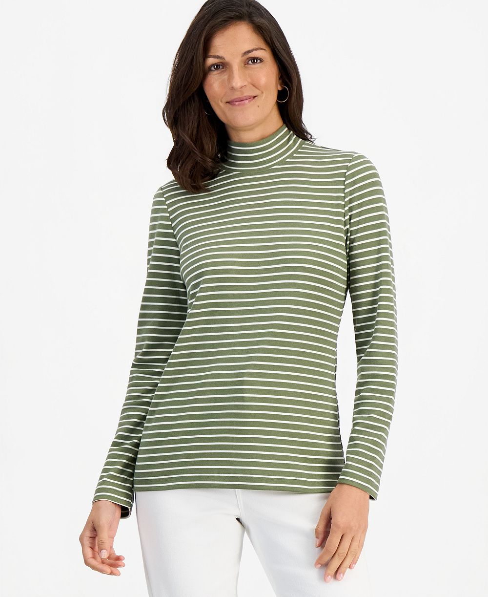 Style & Co Women's Printed Mock-Neck Long-Sleeve Tee, Macy's Exclusive