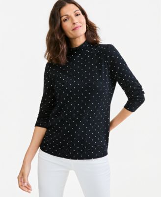 Топ Style & Co Women's Printed Long Sleeve Mock-Neck