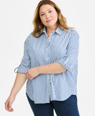 Style & Co Plus Oversized Roll-Tab Button-Front Shirt, Macy's Exclusive