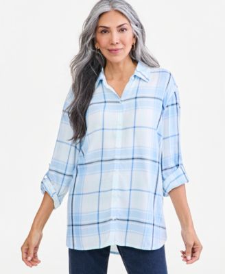 Женская блузка Style & Co Plaid с длинными рукавами, из вискозы