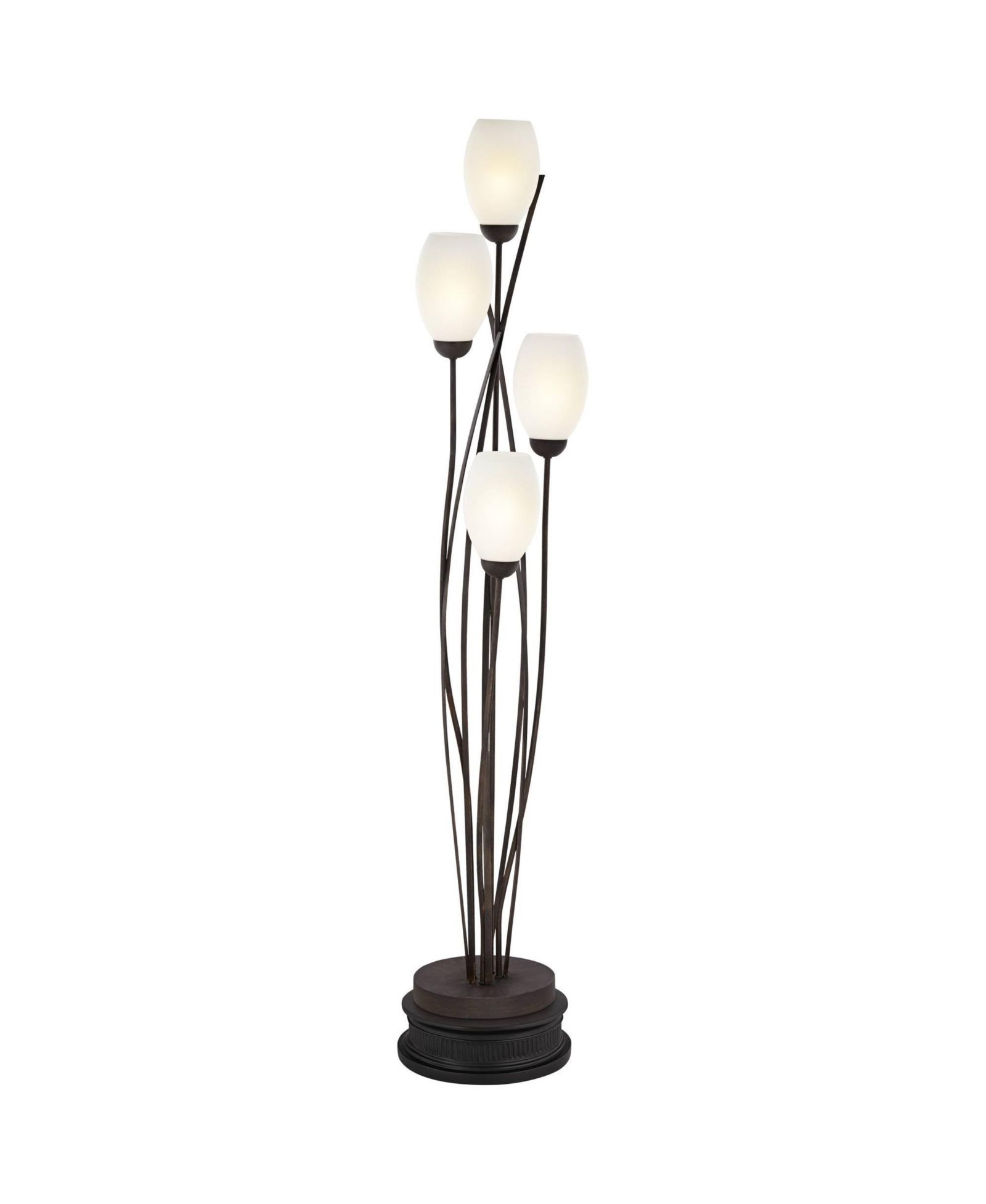 Franklin Iron Works Rustic Farmhouse Vintage Floor Lamp 77 1/2" Tall 4-Light Cased Tulip Glass Shade for Living Room