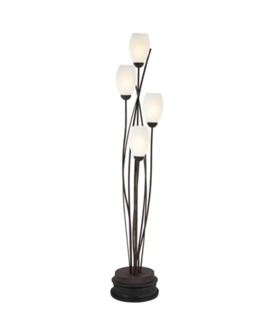 Винтажный напольный торшер Franklin Iron Works 77 1/2" Tall с 4 стеклянными плафонами