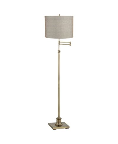 360 Lighting Настольная лампа Chic Style с регулируемым рычагом, высотой 70 дюймов, антикварной латунью и барабанным абажуром для гостиной, чтения и спальни
