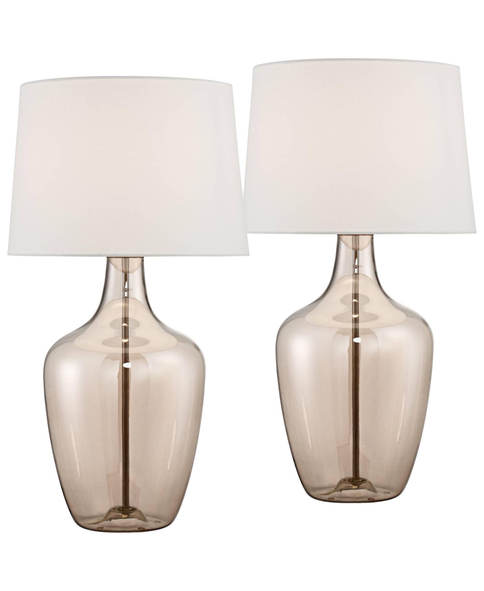 Possini Euro Design Ania 31" Tall Jar Large Modern Glam End Table Lamps Set of 2 Clear Champagne Glass Living Room Bedroom