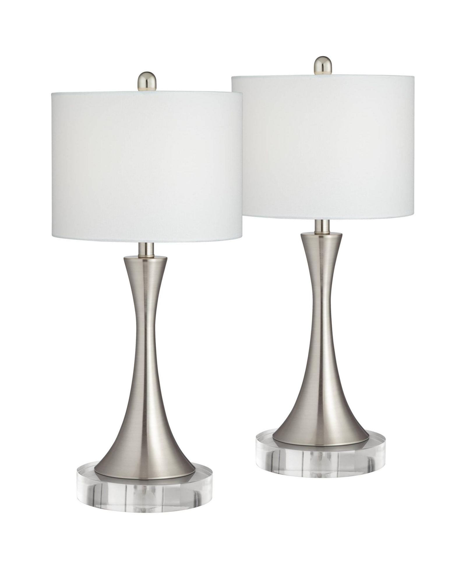 360 Lighting набор настольных ламп 360 Lighting Gerson Modern 2 шт. с круглыми подставками 25 1/2" High Brushed Nickel LED Drum Shade
