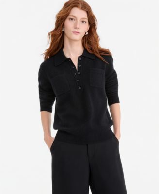 Charter Club Women's 100% Cashmere Half-Button Collared Sweater, Macy's Exclusive