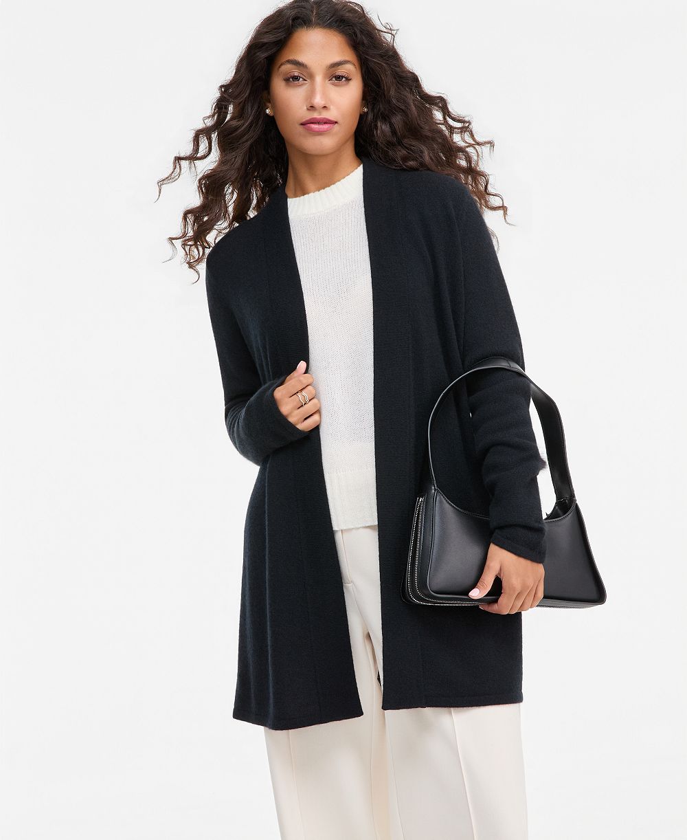Charter Club Petite Open Front Cashmere Cardigan with Side Slits, Macy's Exclusive