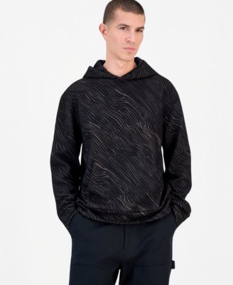 Mode of One Men's Long Sleeve Relaxed-Fit Embossed Hoodie, Macy's Exclusive