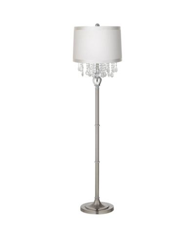 360 Lighting современный напольный торшер 60 1/2" Tall Satin Steel Crystal Fabric Drum Shade