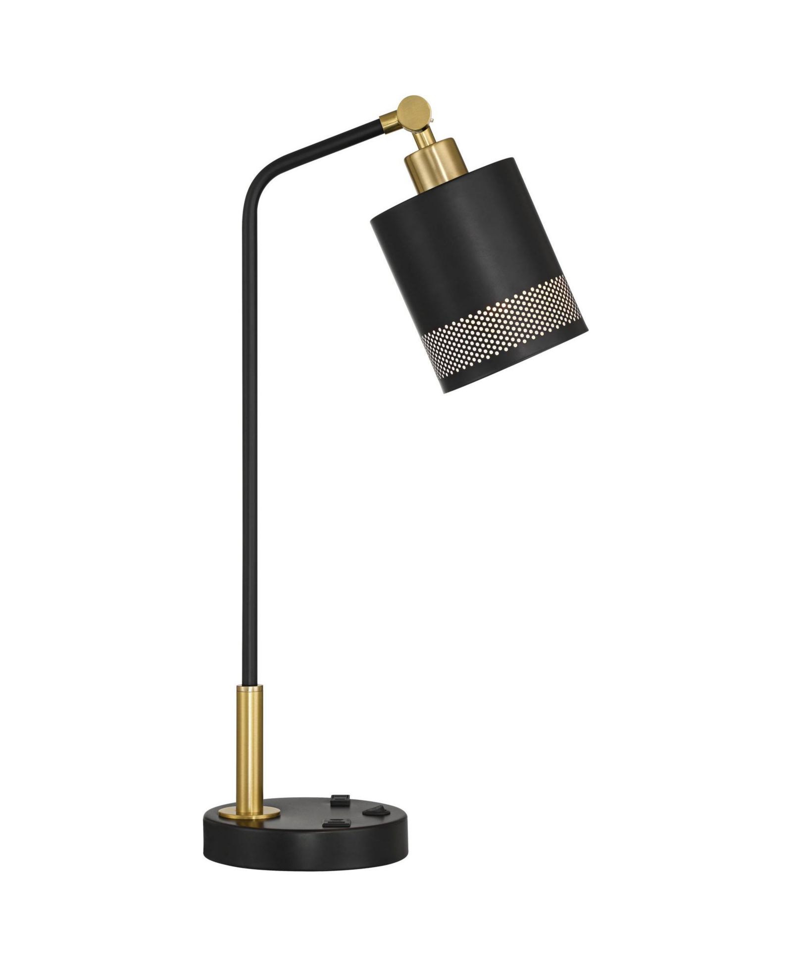 Современная настольная лампа Possini Euro Design Keller 24" с USB Port и розеткой AC, латунный финиш