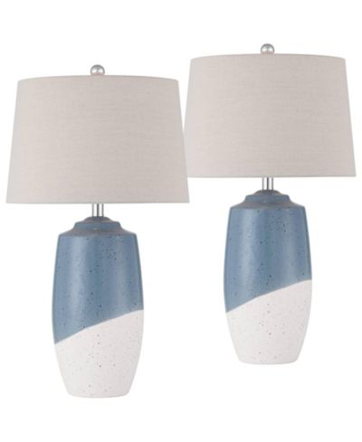 360 Lighting Aegean 28" Tall Coastal Modern Table Lamps Set of 2   Ceramic Shade Living Room Bedroom Bedside
