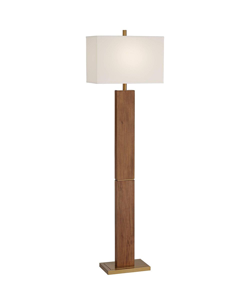 Напольный торшер Possini Euro Design Walnut Grove Mid Century Modern 64" с диммером из массива дерева