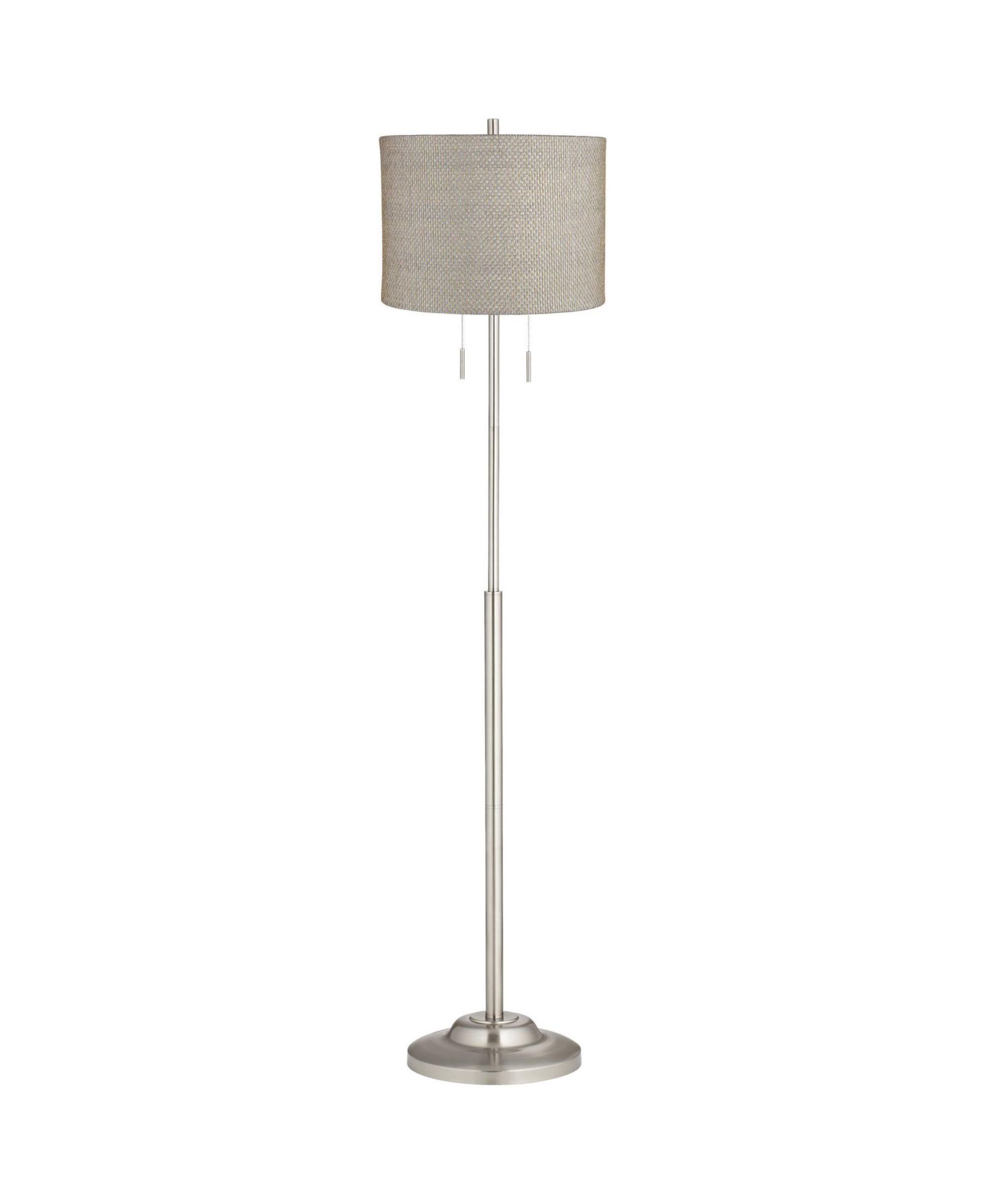 Напольная лампа 360 Lighting Abba Modern, высота 66", матовый никель, металлический барабанный абажур для гостиной, семейной комнаты, спальни, офиса