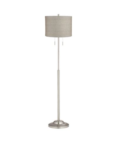 Напольная лампа 360 Lighting Abba Modern, высота 66", матовый никель, металлический барабанный абажур для гостиной, семейной комнаты, спальни, офиса