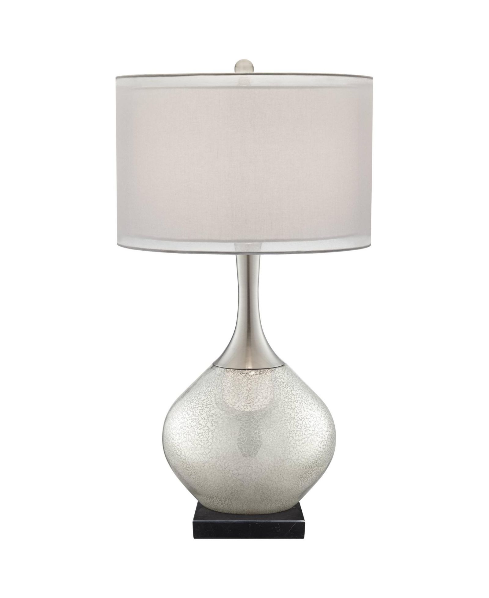 Possini Euro Design Swift Modern Table Lamp with Square  Marble Riser 30 1/2" Tall Glass Chrome Drum Shade for Bedroom Living Room House Home