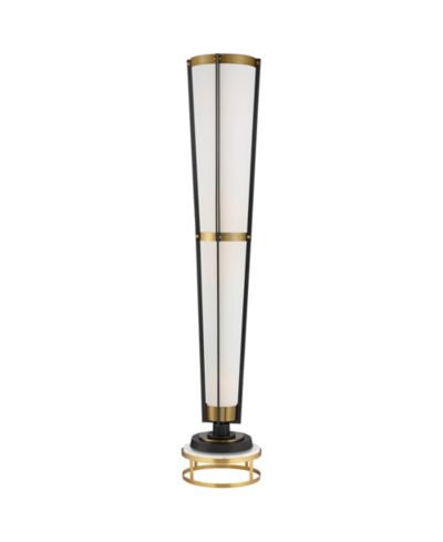 Possini Euro Design Vista Mid Century Modern Torchiere Floor Lamp with Riser 73 1/2" Tall Brass Gunmetal Linen Shade for Living Room