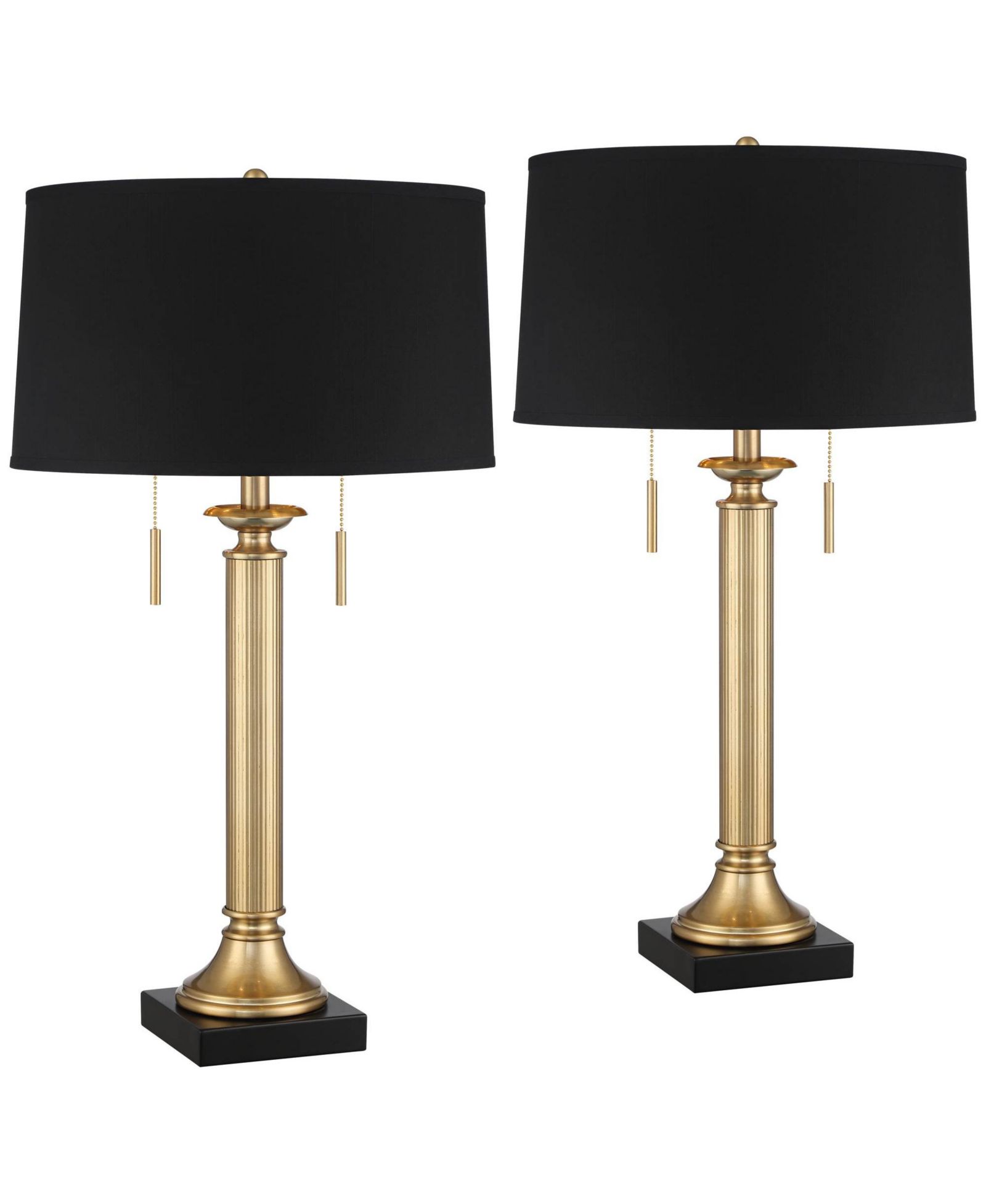 Possini Euro Design Wynne 30" Tall Large Traditional End Table Lamps Set of 2 Dual USB Ports Gold Metal  Shade Charging