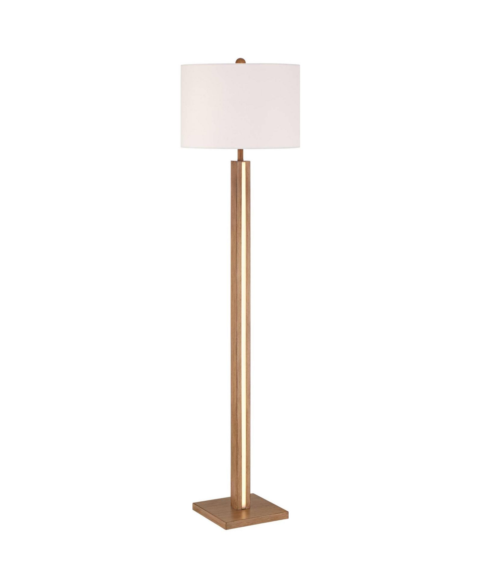 Possini Euro Design Brookline Farmhouse Rustic 63" Tall Standing Floor Lamp Column with LED Side Light  Wood Walnut Finish