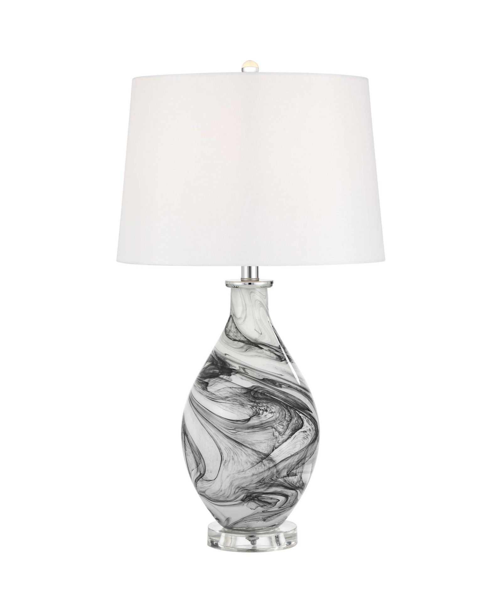 Possini Euro Design Marisa 27 1/2" Tall Modern 3-Way Table Lamp Swirl Finish Art Glass Single  Shade Living Room Bedroom