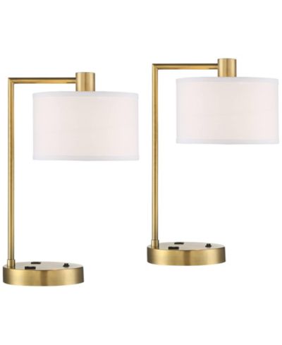 Современный настольный светильник 360 Lighting Colby 21" USB Port AC Power Outlet Smart Socket Metal Home Office Charging, комплект из 2 шт.