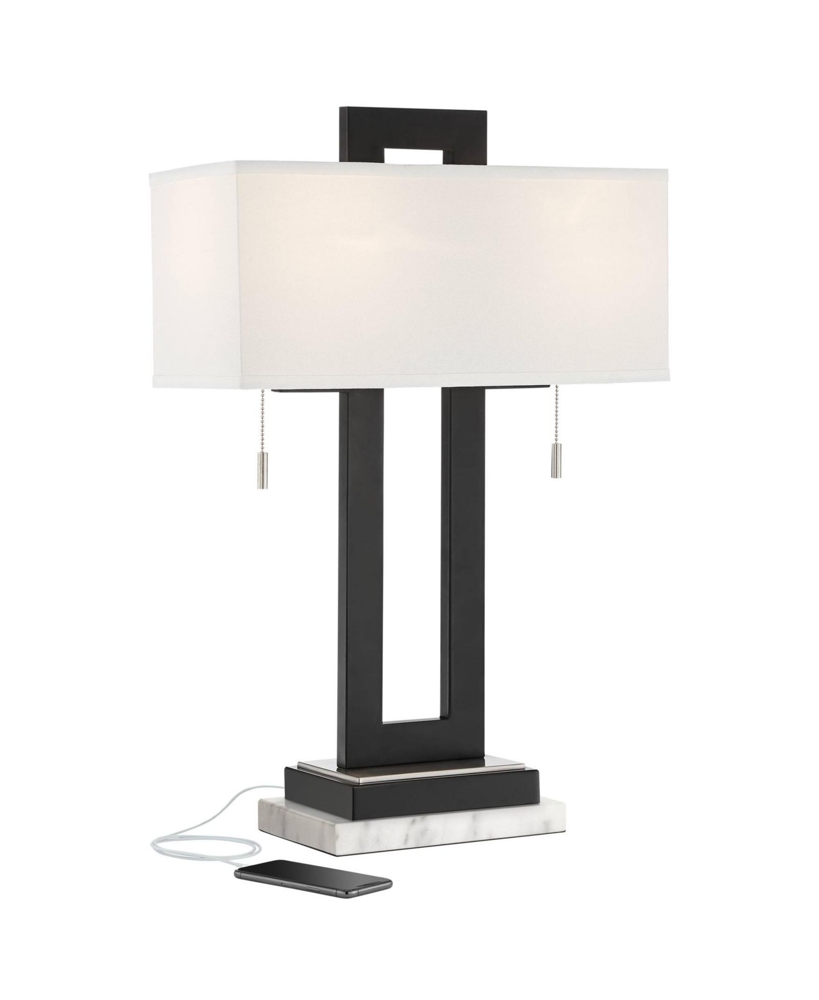 360 Lighting настольная лампа Neil Modern с мраморным основанием, 26" High, USB Charging Port