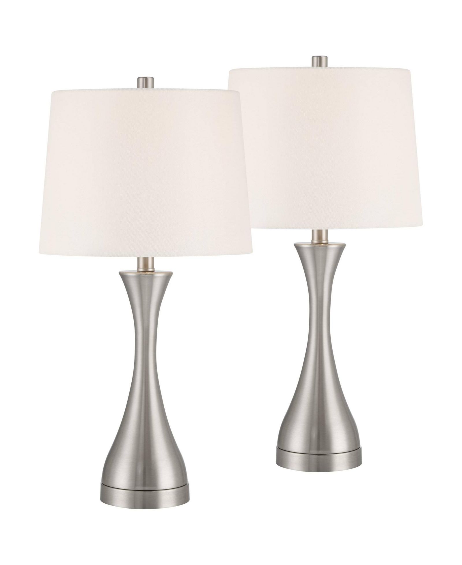 360 Lighting Koncave 24 1/2" High Modern Table Lamps Set of 2 Brushed Nickel Finish Metal Shade Living Room Bedroom