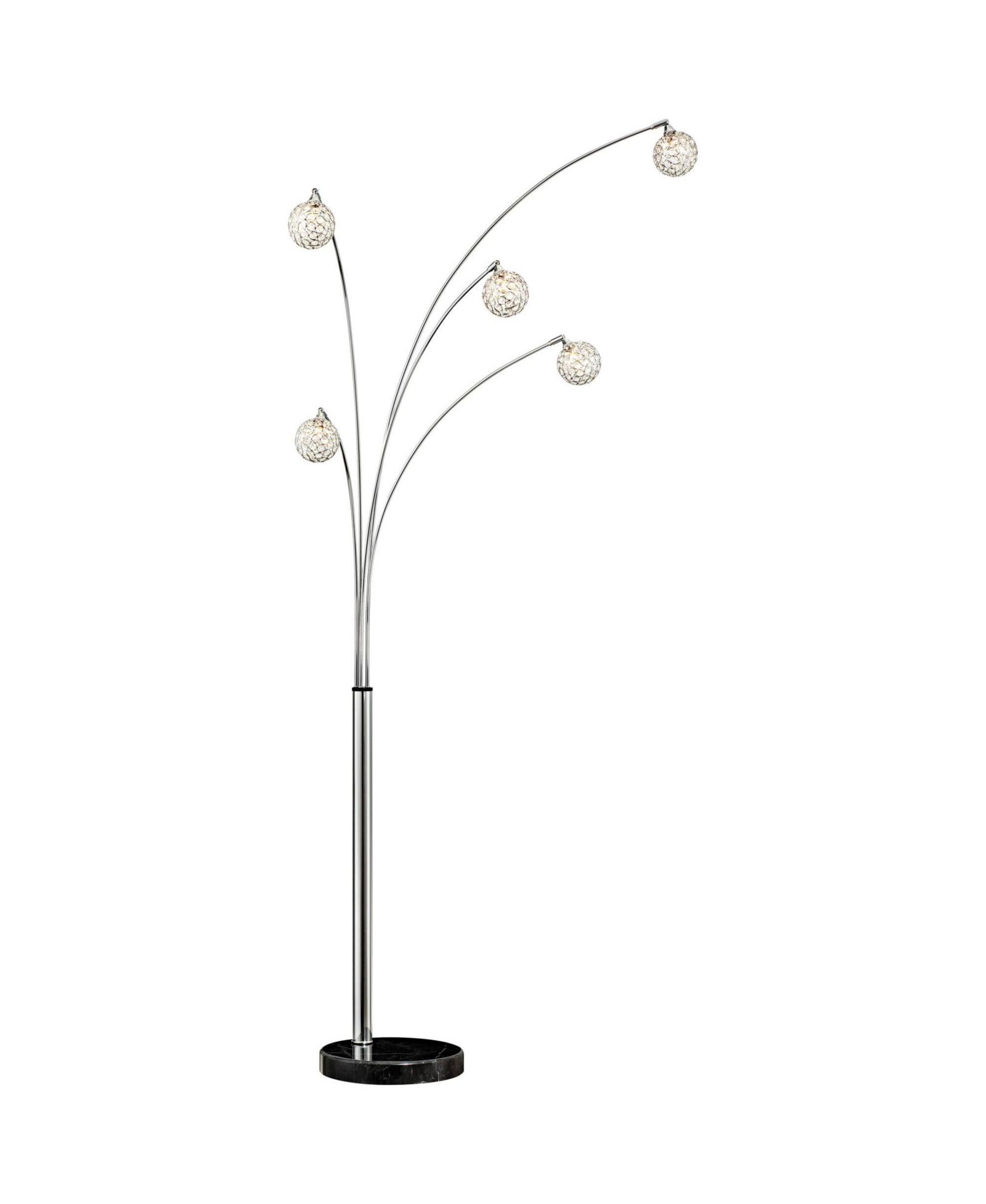 Possini Euro Design Allegra Mid Century Modern Arc Floor Lamp 88" Tall Chrome 5 Light Crystal Ball Shades for Living Room Reading Bedroom Office House