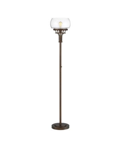 Franklin Iron Works Industrial Torchiere Floor Lamp with USB Charging Port 72 1/2" Tall