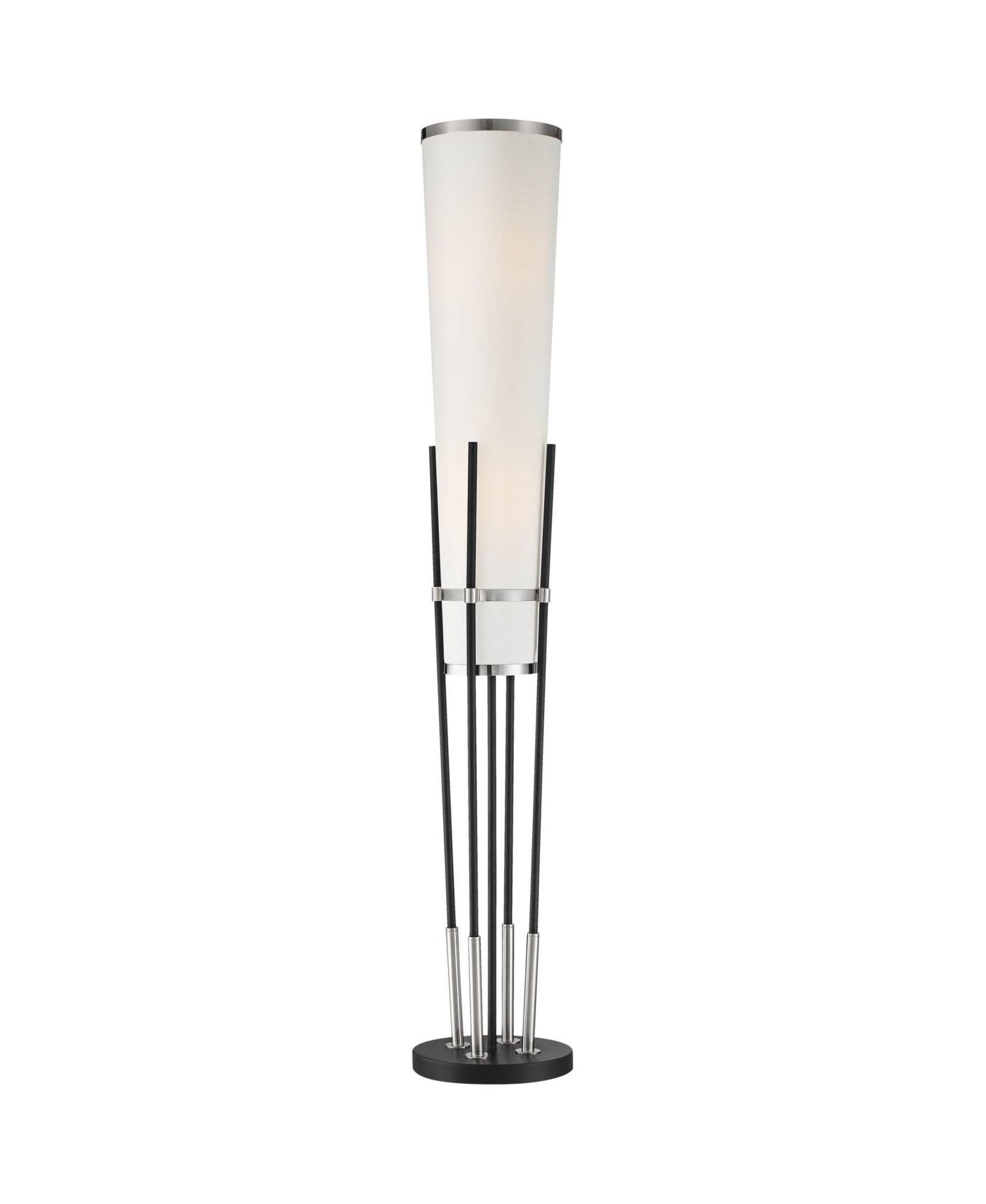 Possini Euro Design Flute Mid Century Modern 64" Tall Floor Lamp with Smart Socket Satin  Nickel  Shade for Living Room House
