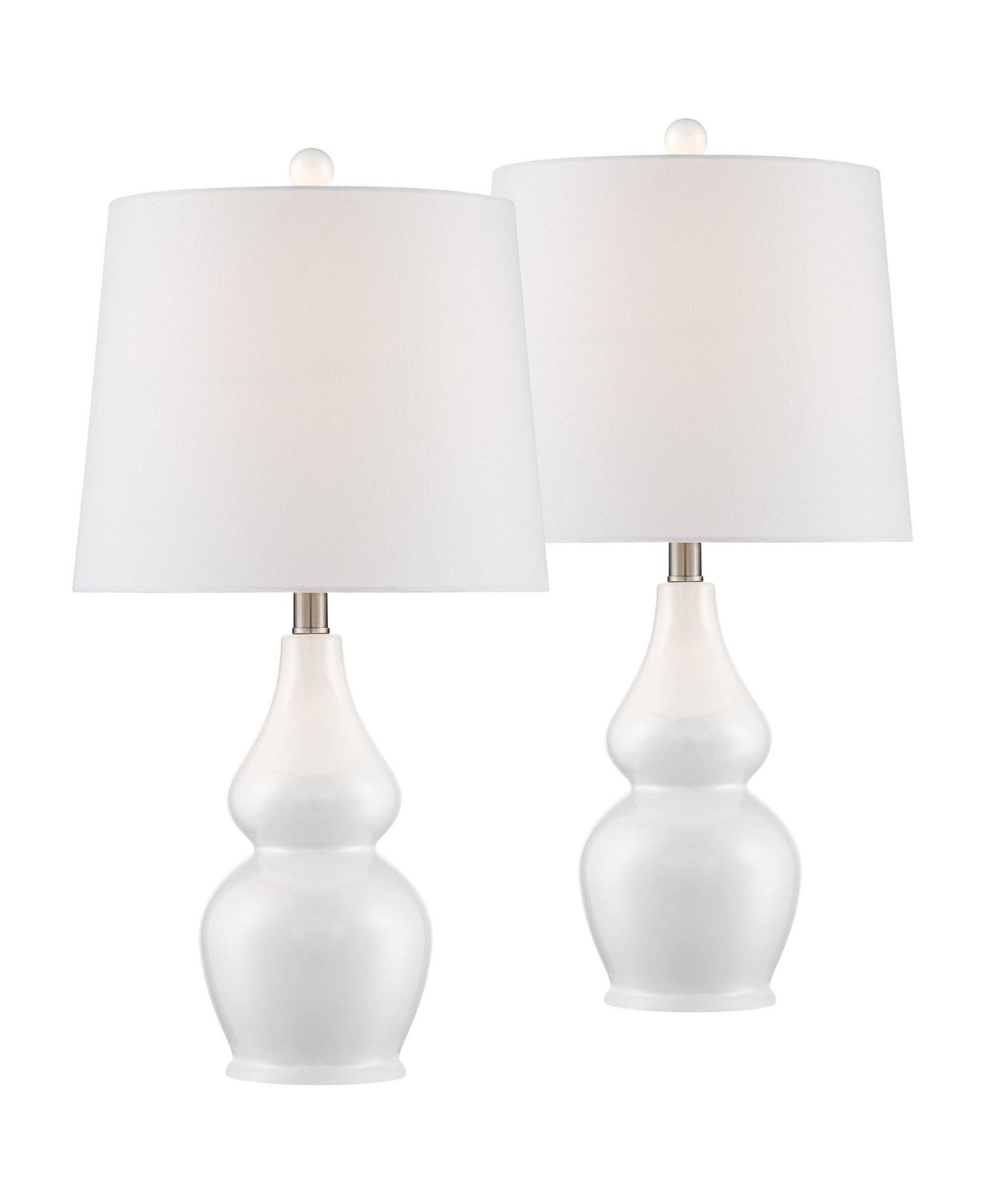 360 Lighting Jane 25" High Mid Century Modern Table Lamps Set of 2 WiFi Smart Socket Ceramic Living Room Bedroom Bedside