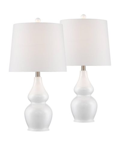 360 Lighting Jane 25" High Mid Century Modern Table Lamps Set of 2 WiFi Smart Socket Ceramic Living Room Bedroom Bedside