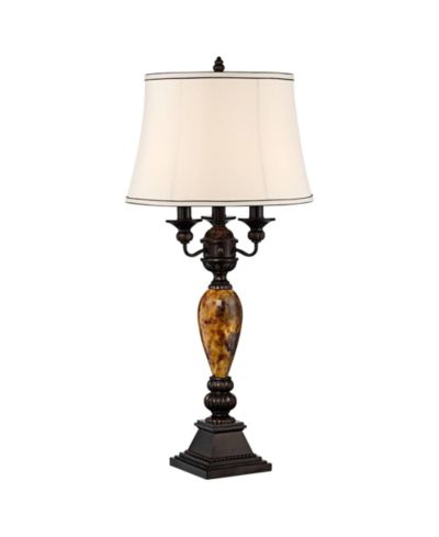 Kathy Ireland Mulholland традиционная настольная лампа 37" Tall с мраморным узором и USB диммером