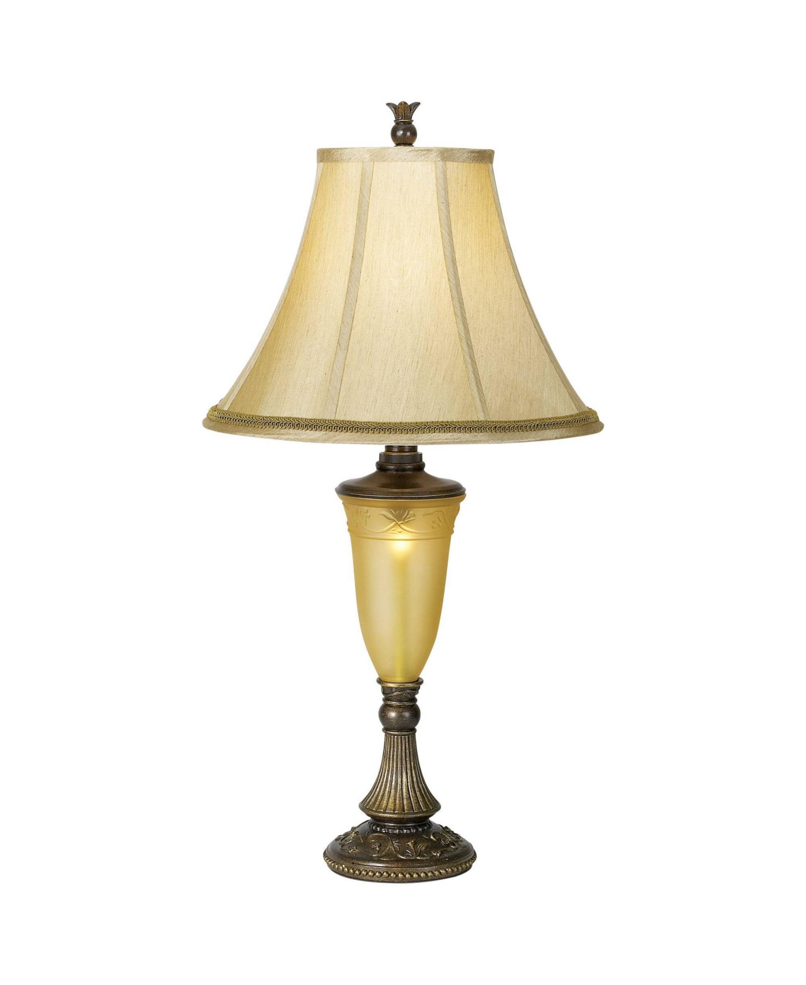 Kathy Ireland Sorrento Traditional Table Lamp 30" Tall Antique Bronze Glass with USB Dimmer Nightlight Flared Bell Shade