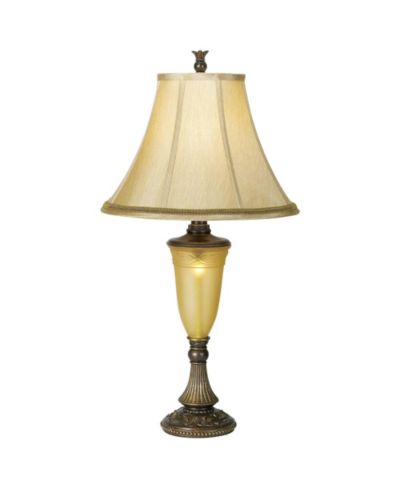 Kathy Ireland Sorrento Traditional Table Lamp 30" Tall Antique Bronze Glass with USB Dimmer Nightlight Flared Bell Shade