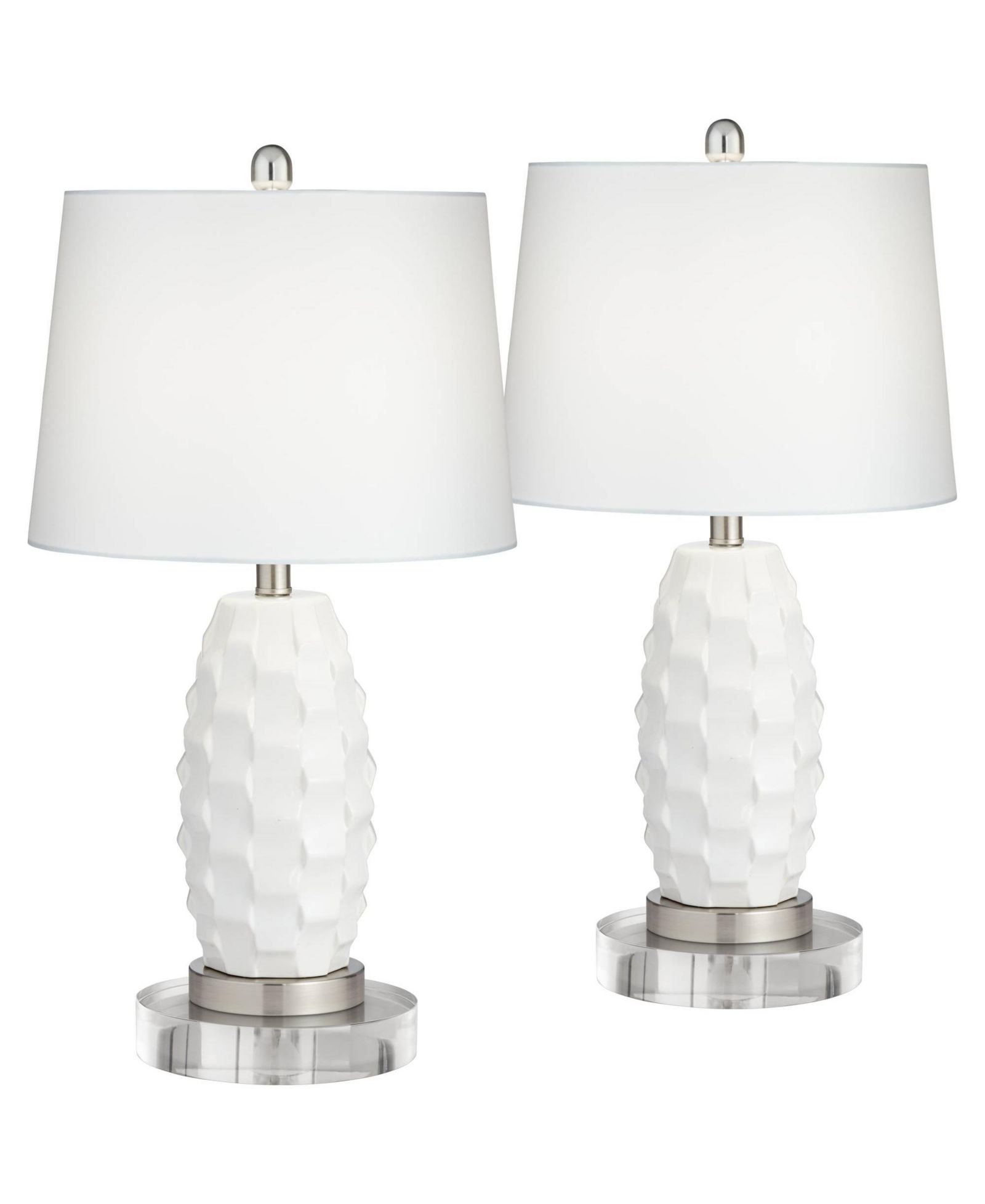 360 Lighting Modern Coastal настольные лампы 25.25" комплект из 2 шт. LED с круглыми подставками, диммер, керамический барабанный абажур для гостиной