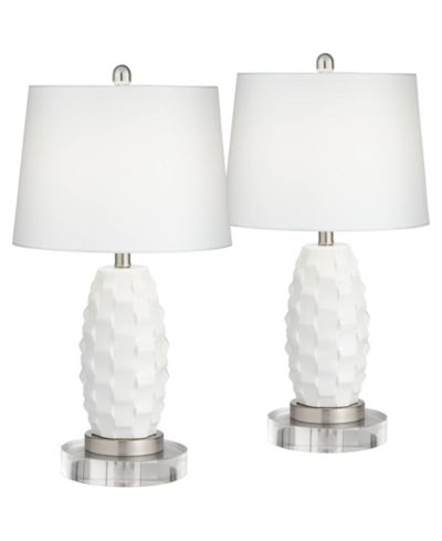 360 Lighting Modern Coastal настольные лампы 25.25" комплект из 2 шт. LED с круглыми подставками, диммер, керамический барабанный абажур для гостиной