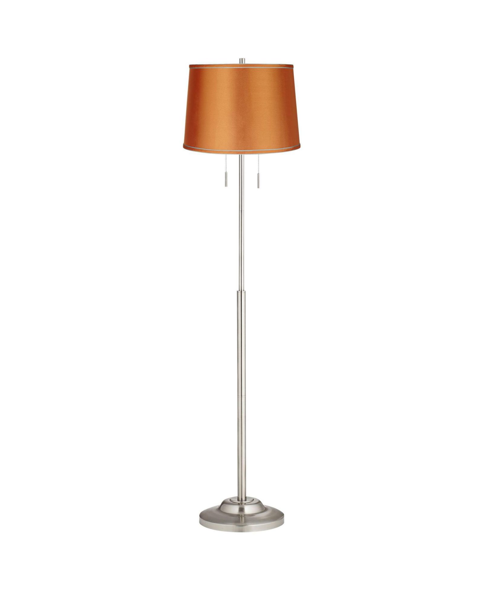 Напольный торшер 360 Lighting Abba Modern, 66" Tall, Brushed Nickel Metal Satin Fabric Drum Shade