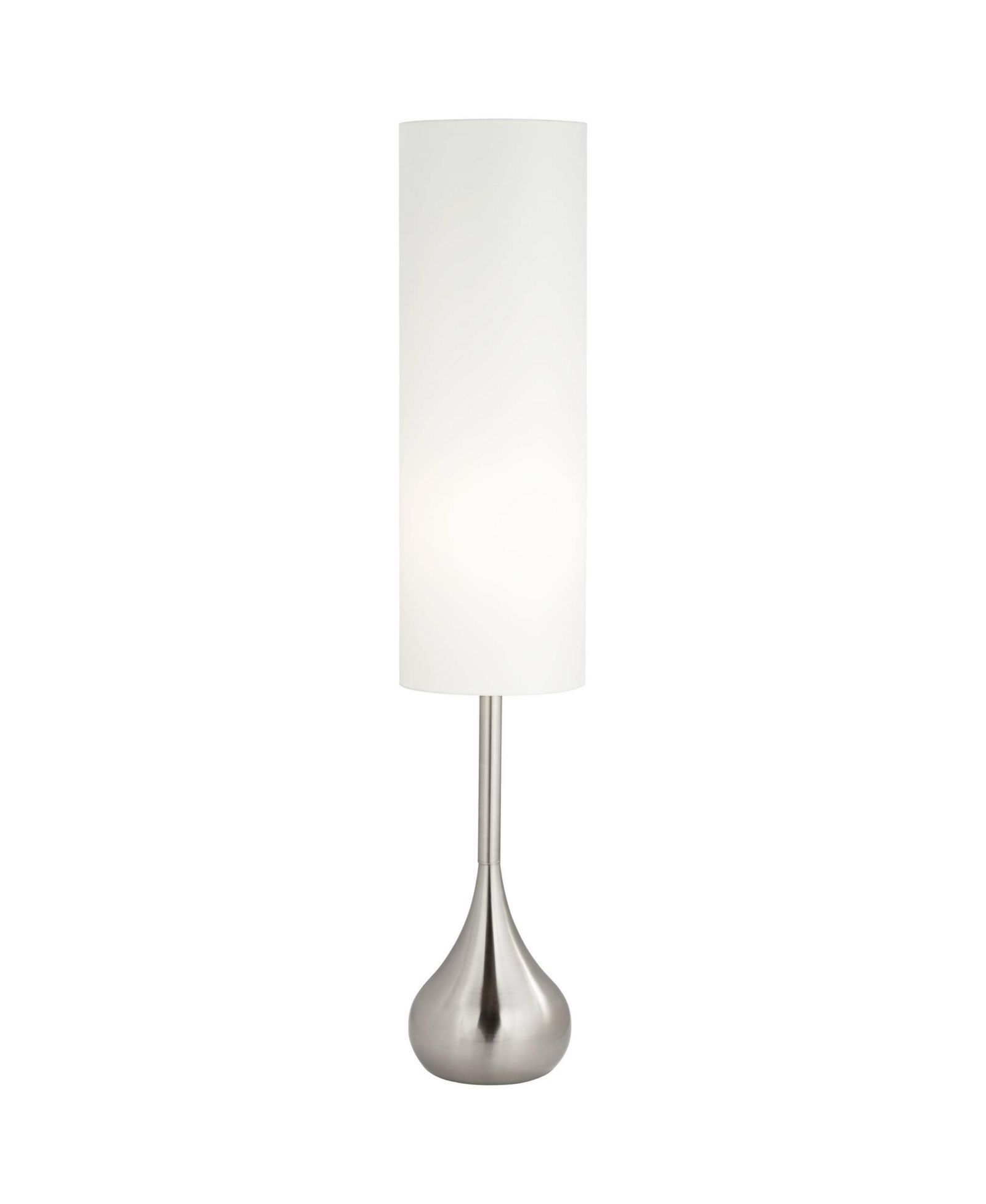 Напольная лампа Possini Euro Design Moderne Mid Century Modern, 62" Tall, с умной розеткой и цилиндрическим абажуром из матового никеля