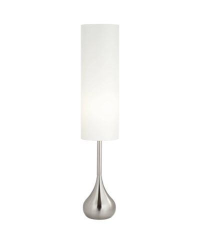 Possini Euro Design Moderne Mid Century Modern 62" Tall Droplet Floor Lamp with Smart Socket Brushed Nickel Cylinder Shade for Living Room