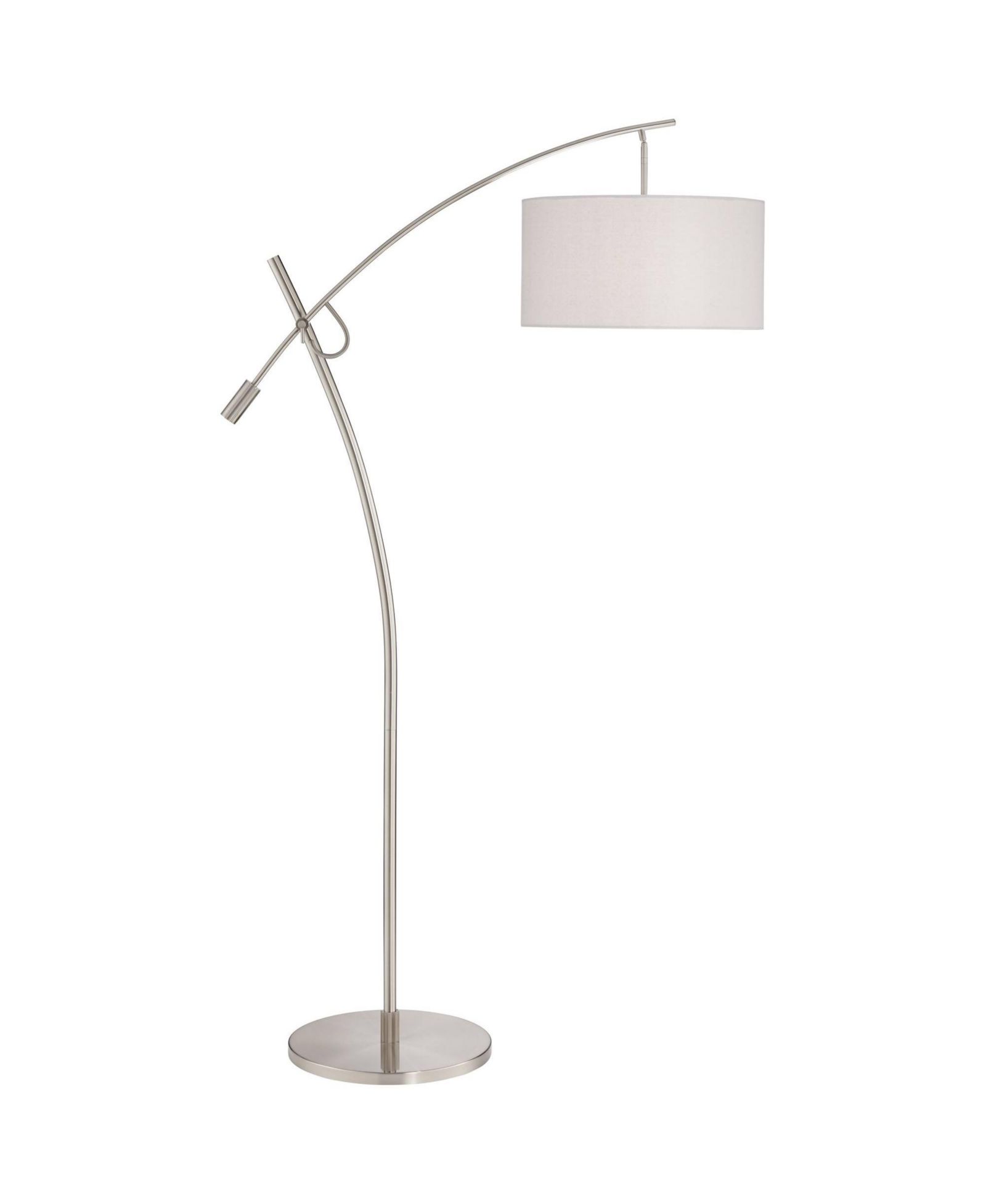 Possini Euro Design Raymond Modern 69" Tall Arc Floor Lamp with Smart Socket Raymond Nickel Adjustable  Shade for Living Room