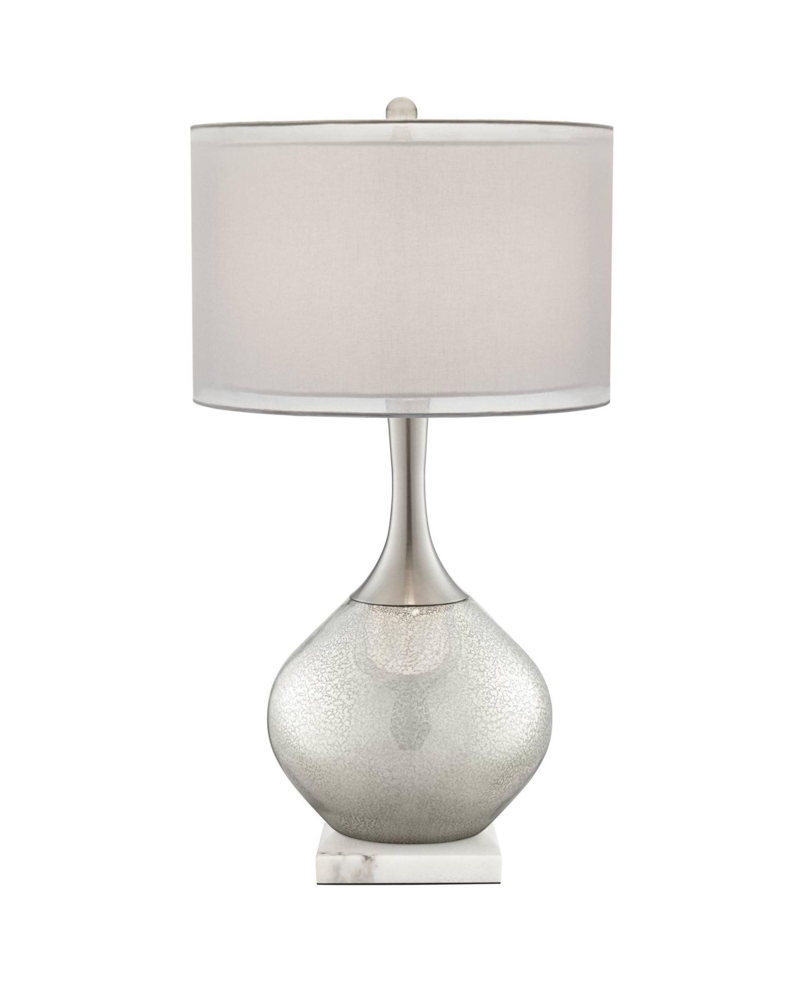 Possini Euro Design Swift Modern Table Lamp with SquareMarble Riser 30 1/2" Tall Glass Chrome Drum Shade for Bedroom Living Room House Home