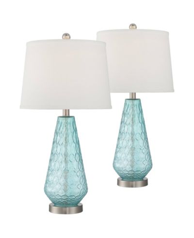 Комплект настольных ламп 360 Lighting Dylan 27 1/2" Tall Modern Coastal WiFi Smart Socket Glass