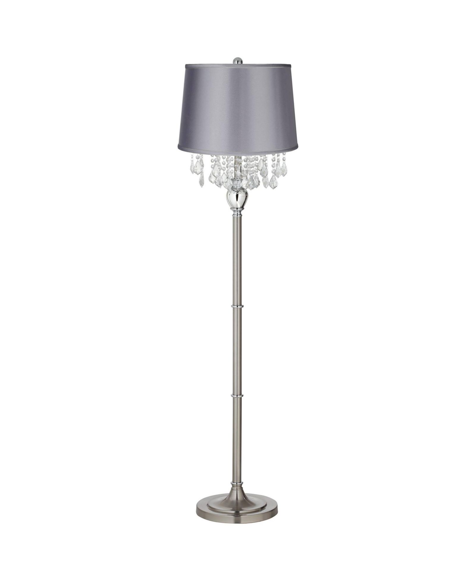 360 Lighting современный напольный торшер 62.5" Tall, хром, хрустальная люстра, абажур Satin Drum для гостиной и спальни