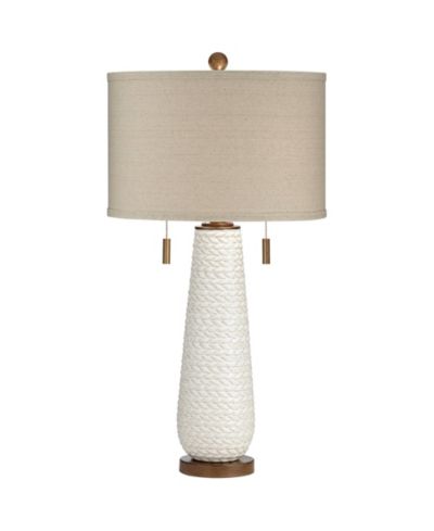 Настольная лампа Possini Euro Design в стиле Mid-Century Modern с портом USB, 32.75" высокая, керамическая, цвет тауп